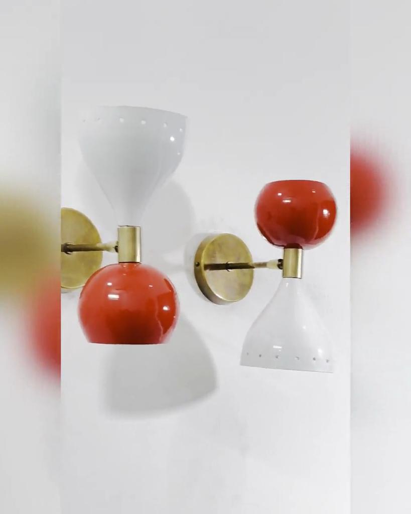 Mid Century Modern Brass Diabolo Wall Sconce - Italian Bedside Lamp