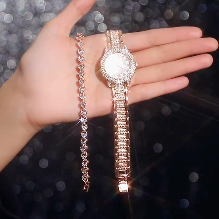 Diamond Women Watches Gold Watch Ladies Wrist Watches Luxury Brand Rhinestone Women's Bracelet Watches Female Quartz Watch