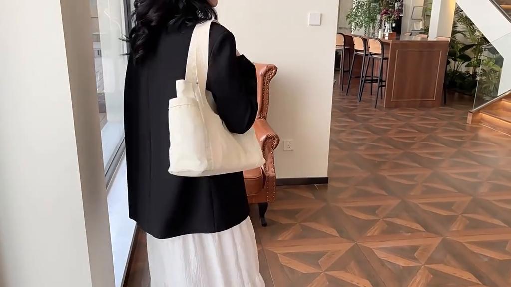 Yogodlns Bolso de mano minimalista de lona para mujer, de gran capacidad, para estudiantes, para ir al trabajo, bolso de hombro, bolsos portátiles