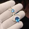 Swiss Blue Topaz Gemstone 925 Sterling Silver Jewelry Statement Designer Pendant 1.60" For Gift PP-13-8