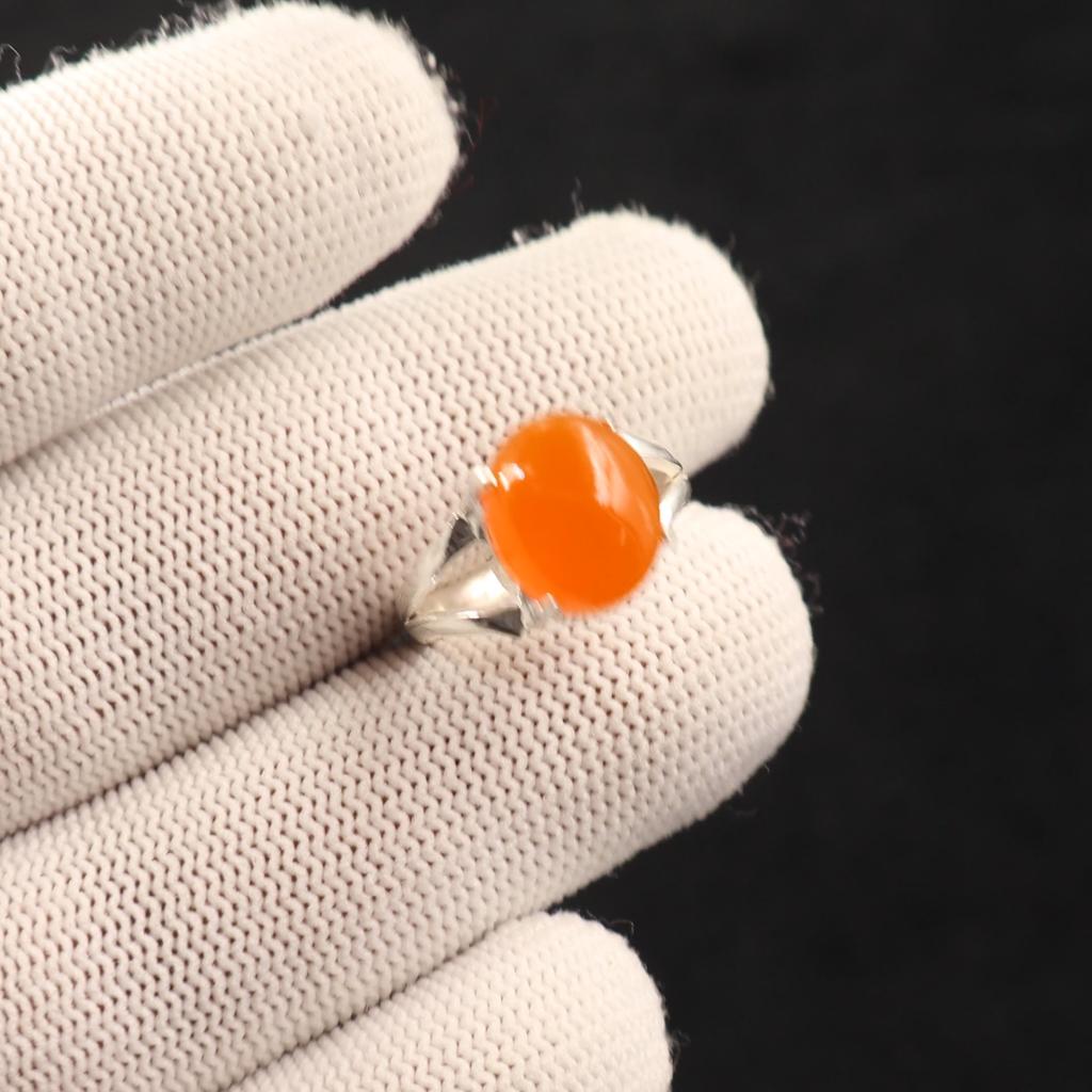 Natuurlijke Carnelian Edelsteen 925 Sterling Zilver Sieraden Elegante Trouwring Voor Vrouwen RR-75-26