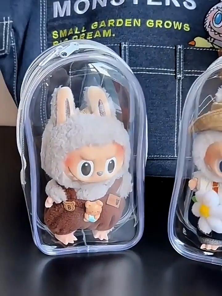 Geantă de afișare din PVC transparent de 19 cm cu breloc pentru figurine mini de tip cutie misterioasă, păpușă, cutie de afișare pentru transport, husă breloc pentru obiecte de colecție