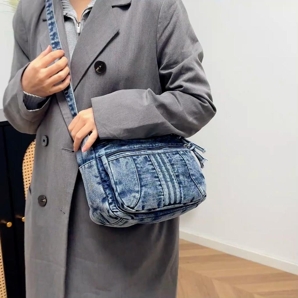 Bolso de Mezclilla para Mujer de Gran Capacidad Bolso de Hombro Cruzado Bolso para Madre de Mediana Edad