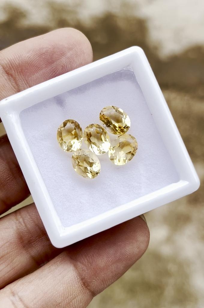 Lote de 5 piezas de piedras preciosas sueltas de citrino de corte ovalado natural, lote de piedras curativas, piedra para hacer joyas.