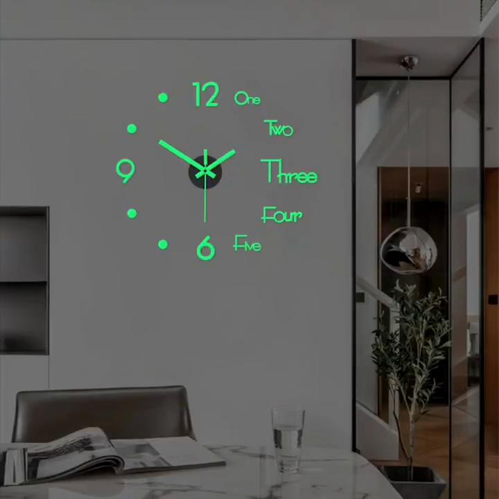 DIY Digitale Wohnzimmer Wanduhr Leuchtende 3D Rahmenlose Uhr Wandaufkleber Stumm Uhr für Schlafzimmer Büro Wanddekoration