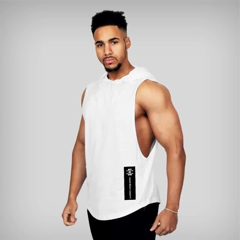 Muscleguys Muscle Guys Brand Mens Fitness Sleeveless Hoodie Shirt Bodybuilding Gym Tank Tops Loose Workout Sleeveless Shirt Hoody Top Male