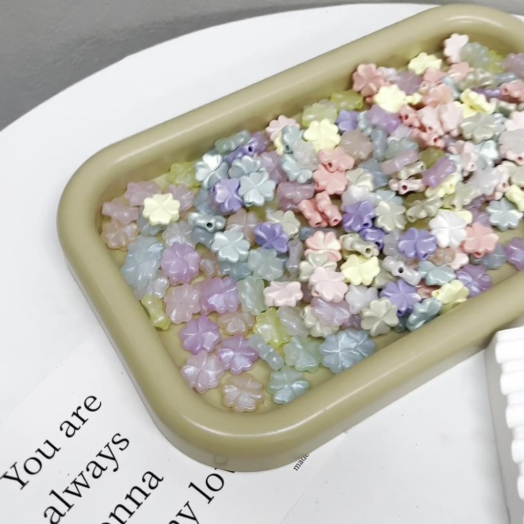 30Pcs Acrylic Colorful Flowers Leaves Beads For DIY Necklace Bracelet Earrings Jewelry Making Craft Accessories