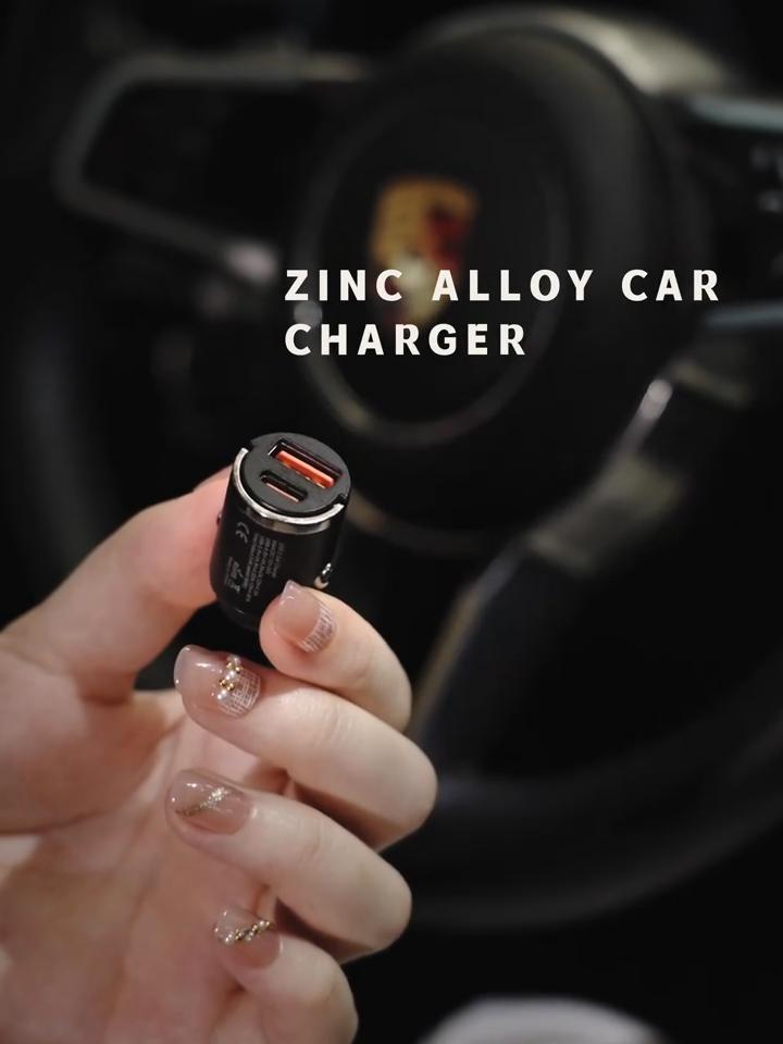 200W Compact Car Charger USB Fast Charging Adapter Dual Port Mini Phone Charger