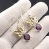 Orecchini Pendenti Fatti a Mano in Argento Sterling 925 con Pietra di Ametista Naturale 1,3" EE-155-3