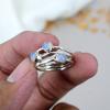 925 Sterling Silver Round Rainbow Moonstone Gemstone Handmade Ring For Women