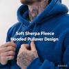Men Autumn Winter Solid Color Fleece Hoodie, Soft Plush Zip Up Hooded Sweatshirt Casual Warm Outer Top