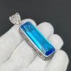 Dlouhý švýcarský modrý topaz drahokam stříbrný starožitný přívěsek, stříbrný přívěsek 925, šperky stříbrný topaz, přívěsek pro ni, na dárky