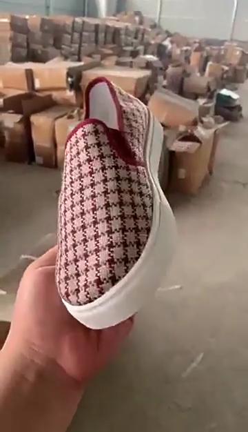 Damskor med platt sula i canvas Casual rutiga enkelskor Lättskötta sneakerskor 36-40