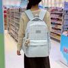 Nylon karierter Rucksack Damen Mode lässige Schultasche Leichter Reise Rucksack mit mehreren Taschen