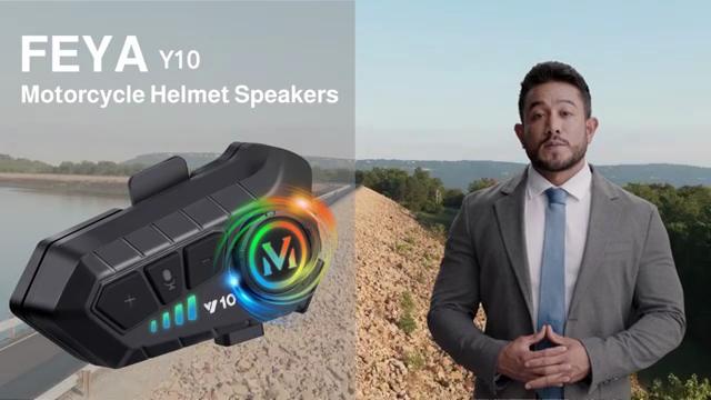 Y10-Max Bluetooth 5.3 Motorcycle Helmet Intercom Headset - 2-Pack, 300m Range, Dual Mic for Full/Half Helmets