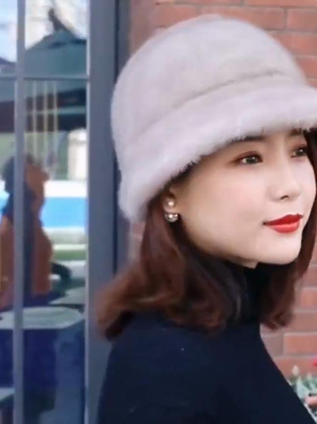 Women's Hat Winter New Faux Mink Fur Hat - Middle-aged and Elderly Women's Gift Hat - Faux Fur Bucket Hat