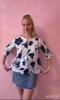 GMXIA Blusas y camisas con cuello en V de manga corta con estampado floral informal de verano a la moda para mujer