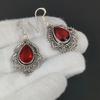 Rote Granat-Ohrringe, Edelstein-Ohrringe, antike rote Granat-Edelstein-Silber-Ohrringe, 925er massiver Silber-Edelstein-Schmuck, Edelstein-Ohrringe für Sie