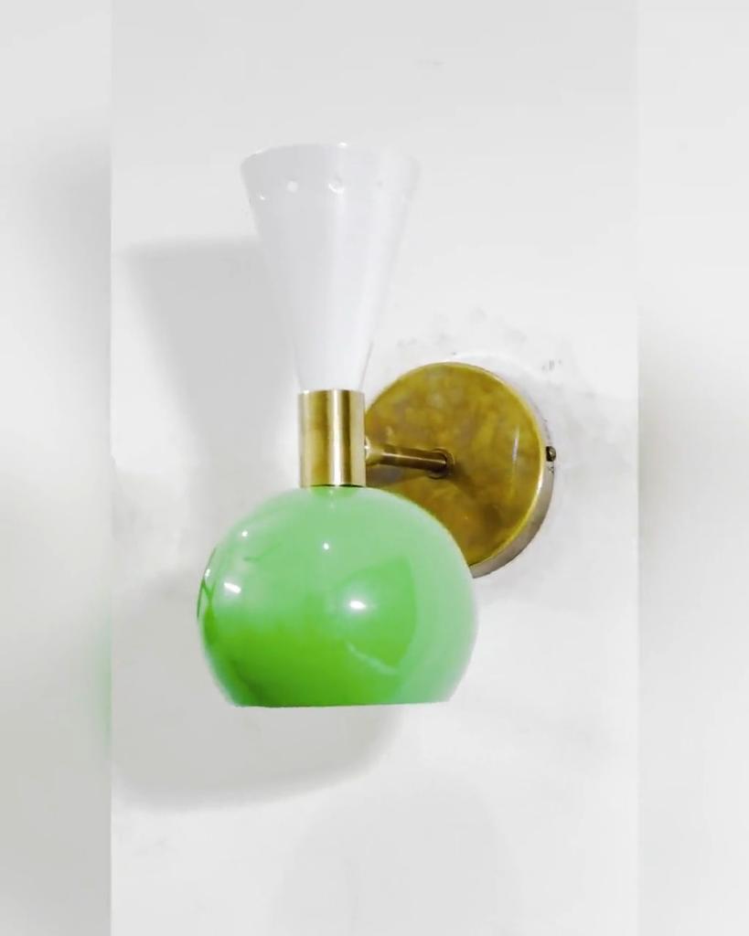 Mid Century Italian Brass Wall Sconce: Diabolo Dual Tone Light - Set of 2