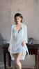 Women’s Sexy Summer Camisole Nightgown Set Ice Silk French Style Two-Piece Lace-Up Sleep Dress and Robe Loungewear