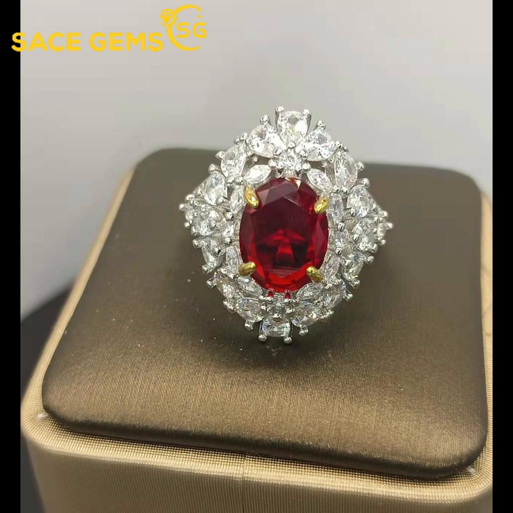 Sace Gems Classic Copper Alloy Red Zircon Ring for Ladies Wedding Jewelry Promises Party Gifts