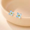 Orecchini a Bottone Floreali Blu per Donna, Stile Dolce e Fresco con Perni in Argento