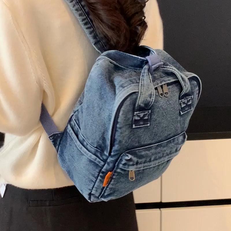 Retro Denim Backpack Student Schoolbag