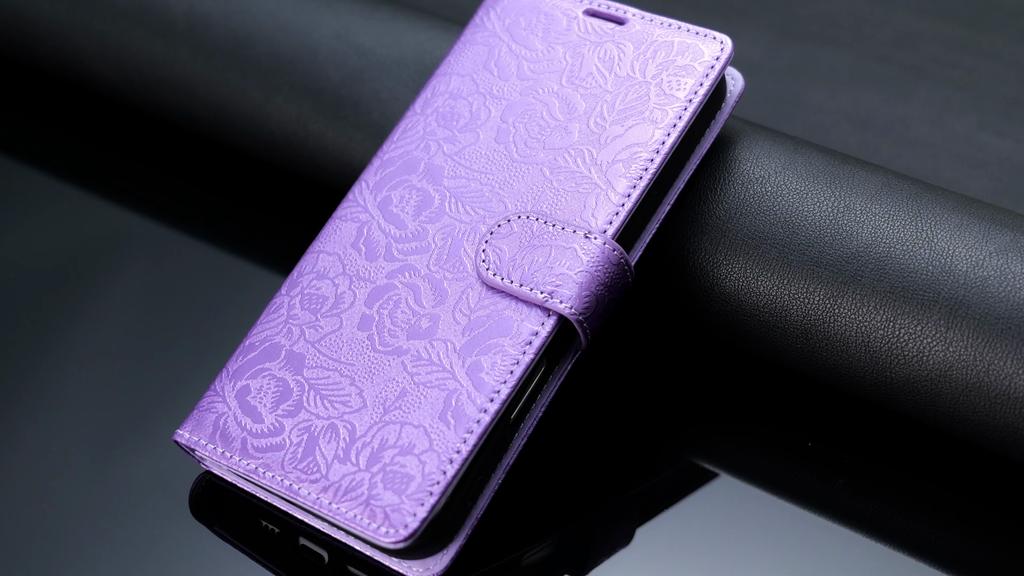 Portafoglio in pelle Flip Custodia protettiva Cinturino da polso Porta carte Tasca Portadocumenti Goffrato Fiore Rosa Custodia Stand per Samsung Galaxy S25 S24 S23 S22 Plus Ultra