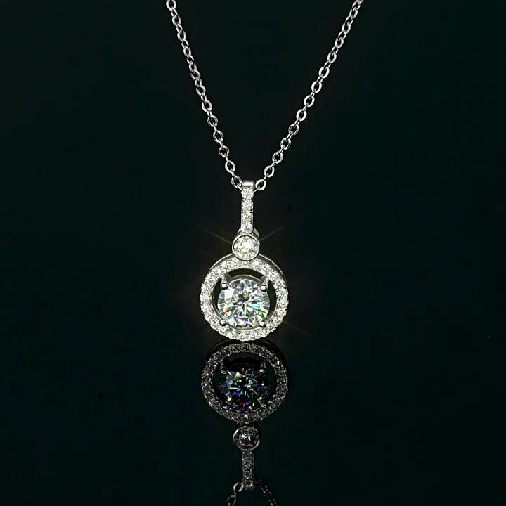 6.5mm Fashion High End Full Moissanite Necklace Ins Trendy Round Moissanite Pendant D VVS1 Exquisite Daily Jewelry