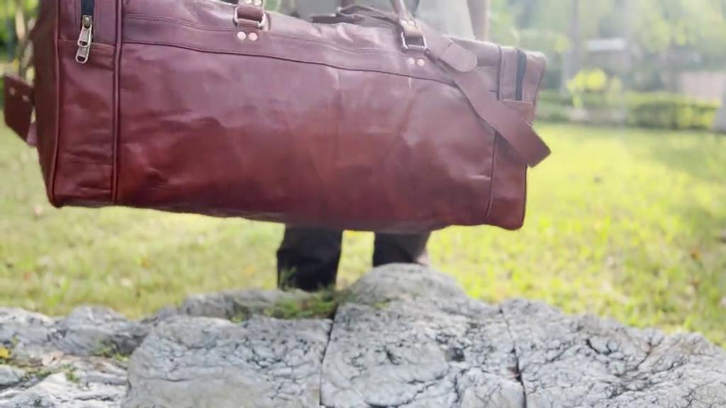 Goat Leather Tote Luggage Travel Vintage Duffel Gym Bag Men's Perfectly Crafted