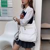 Multifunction White Backpacks Fashion Washed Soft PU Leather Anti-thief Backpack Large Capacity School Bag for Teenager Girls