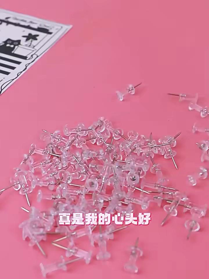 Clear Push Pins with Plastic Head & Steel Point, Thumb Tacks for Bulletin Cork Board, Wall Hanging, Photos, Home Office & Craft Projects