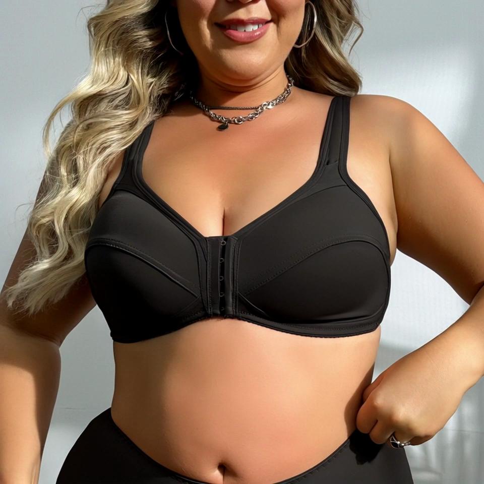 Sujetador de talla grande para mujer, lencería inalámbrica con cierre frontal, ajustable, con espalda calada, sujetadores deportivos de ocio 0Xl-5Xl