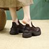 Johnature Retro Genuine Leather High Heels Pumps Commuting Comfort And Versatile Women's Platform Shoes