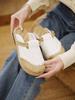 Pantofi de pânză plat cu slip-on, la modă simplă, pentru femei, papuci confortabili din in, stil etnic proaspăt