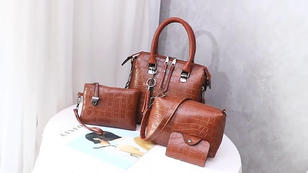 Yogodlns 4 unids/set de bolsos cruzados de cocodrilo de lujo para mujer, bolsos de hombro de piel sintética para mujer, bolsos de mensajero compuestos con diseño de borla de marca