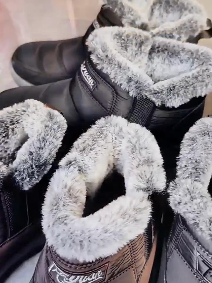 Herren Übergröße Weiche Sohle Winter Warm Fell Ein Schneestiefel Gepolstert Wolle Gefüttert Stiefeletten Rutschfest Wandern Sport Baumwollstiefel
