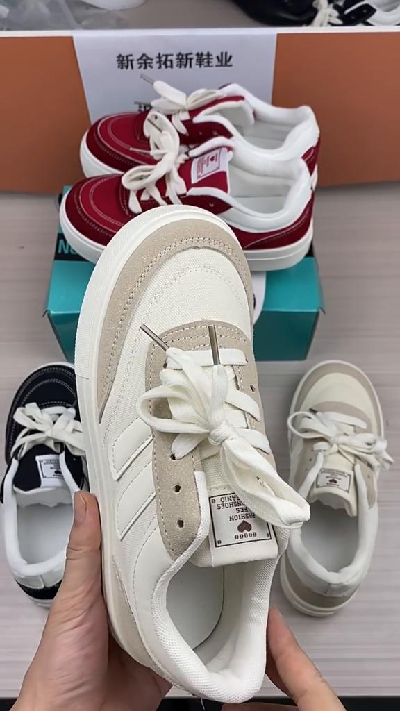 Pantofi de pânză cu talpă groasă pentru femei, primăvară și toamnă 2024, pantofi de nișă originali retro, asortați, stil Hong Kong