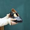 Johnature Genuine Leather Women's Shoes Belt Buckle Simple Solid Color Versatile Round Toe Low Heel Pumps