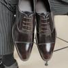Genuine Leather Men's Shoes Patent Leather Three Joint Oxford Shoes Pointed Toe Business Formal Leather Shoes Soft Sole