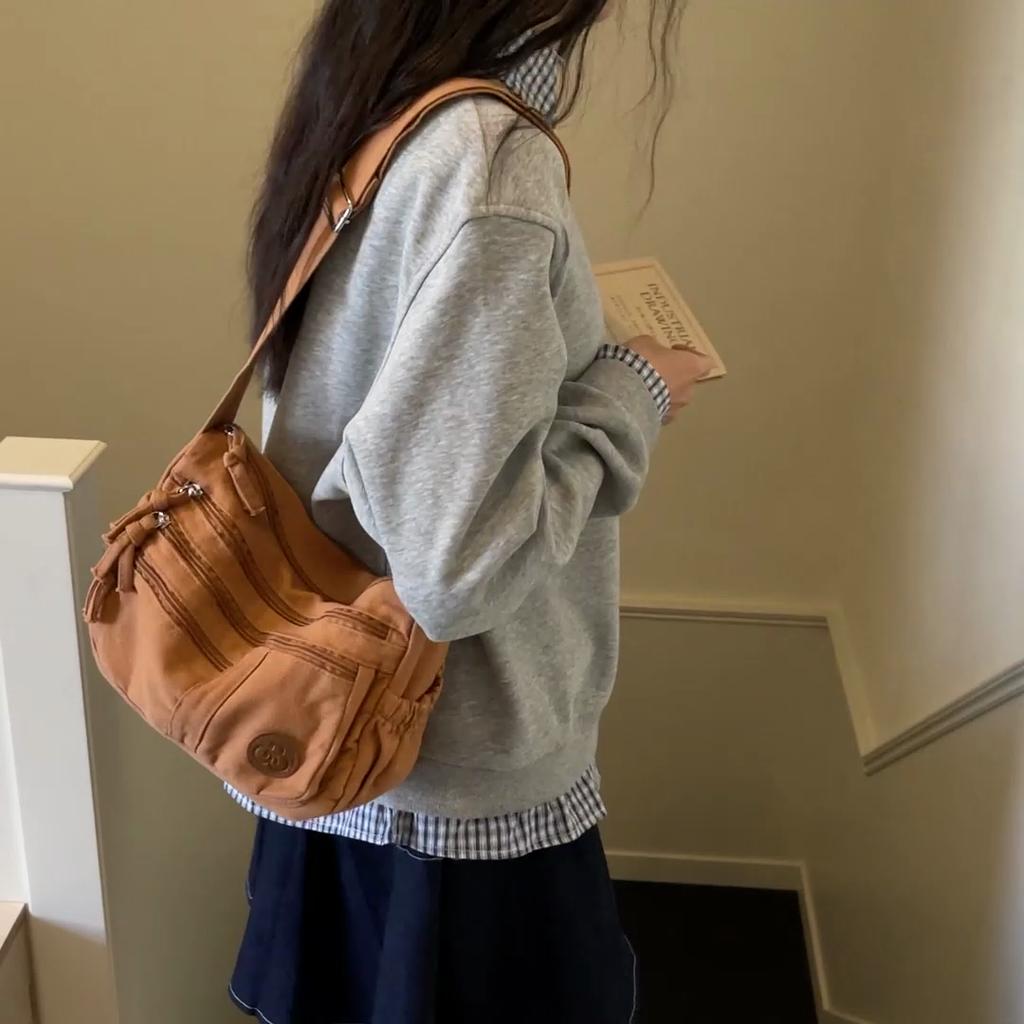Bolso de Mujer Bolso de Hombro Liso Bolso Cruzado de Nailon Ligero