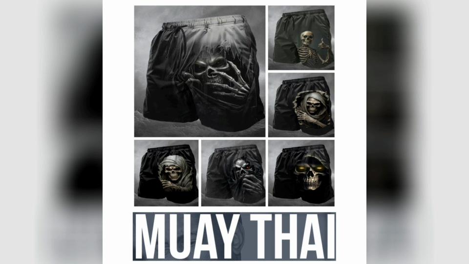 Totenkopf-Skelett Muay Thai MMA UFC Kickbox-Shorts Herren Damen Unisex Training Schnelltrocknend Atmungsaktiv Sport Gym Fitness Workout