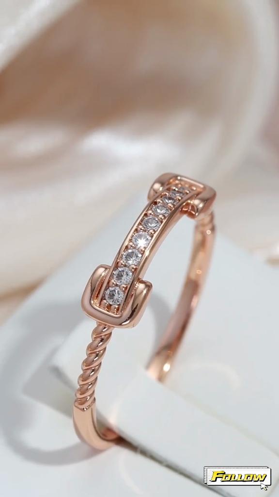 Kinel Modern Trendy Rose Gold Color Rings For Women With Zircon