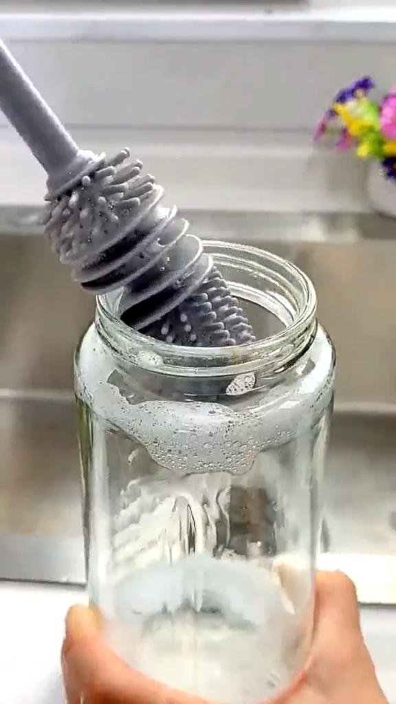 Cepillo de silicona para tazas, limpiador de vidrio, herramienta de limpieza de cocina, mango largo, botella de vino, cepillo de limpieza de vasos de vidrio