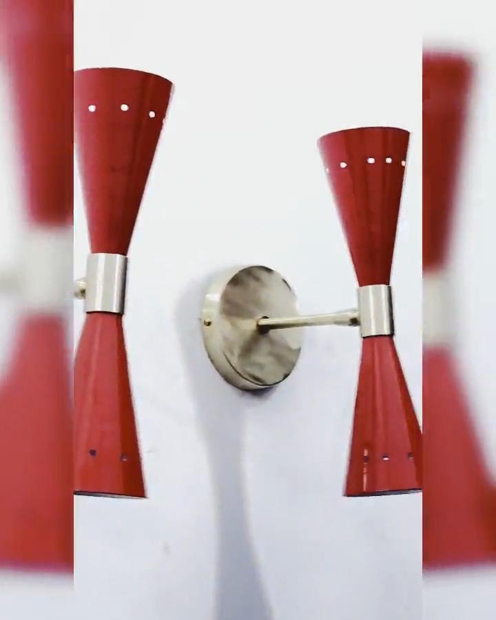 Mid Century Modern Brass Wall Sconce - Diabolo Italian Design - Vanity Lighting