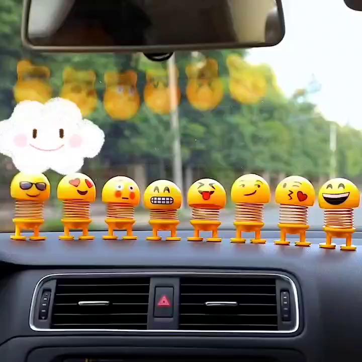 Car Ornaments Smiling Face Spring Doll Expression Package Toys Shook His Head Car Accessories