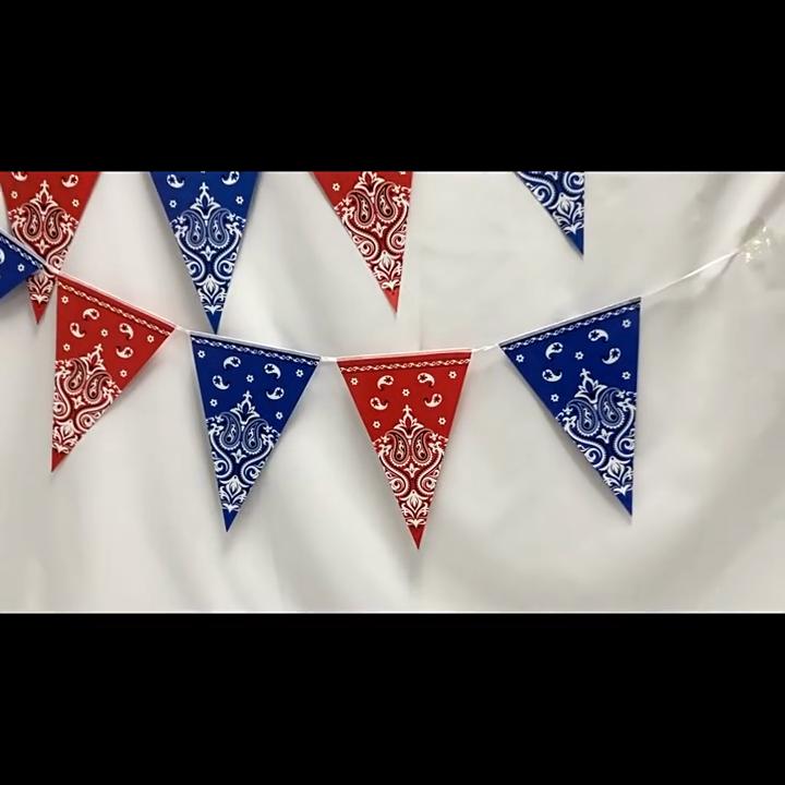 Western Cowboy Party Banner Pack With Paper Triangle Flags For Birthday Party Venue Decor