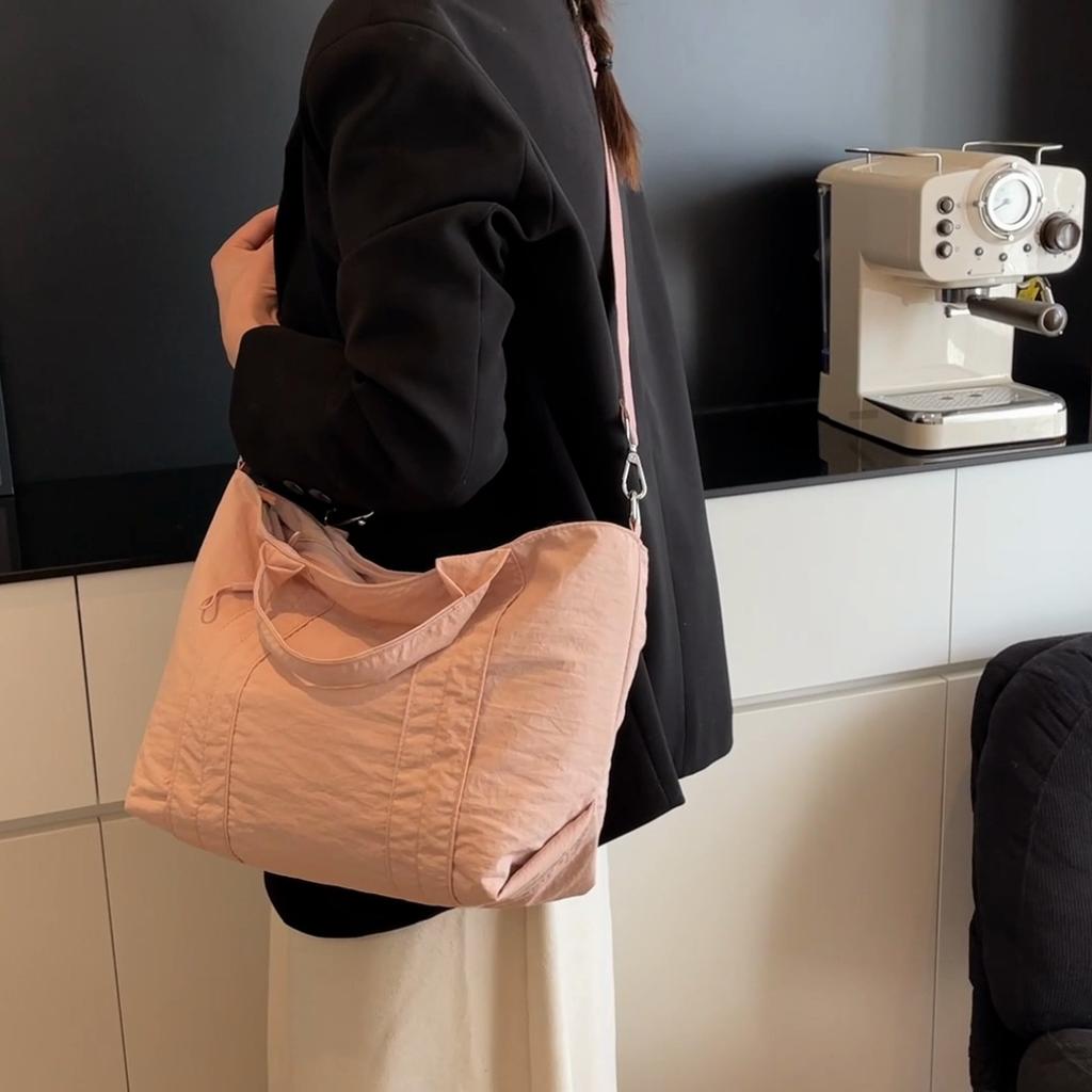 Solid Color Handbag Women's Large Capacity Lightweight Tote Bag Commuter Shoulder Crossbody Bag