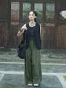 Johnature Gilets style chinois pour femmes, col en V, couleur unie, boutons, style vintage, poches d'automne