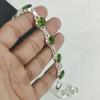 Delicada Pulsera de Plata de Ley 925 Hecha a Mano con Gema de Peridoto, Pulsera de Peridoto para Esposa, Pulsera Unisex Regalo de Cumpleaños para Esposa